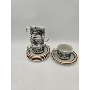 Goebel Burgund 4‎ set cups and saucers 8 piece total vintage